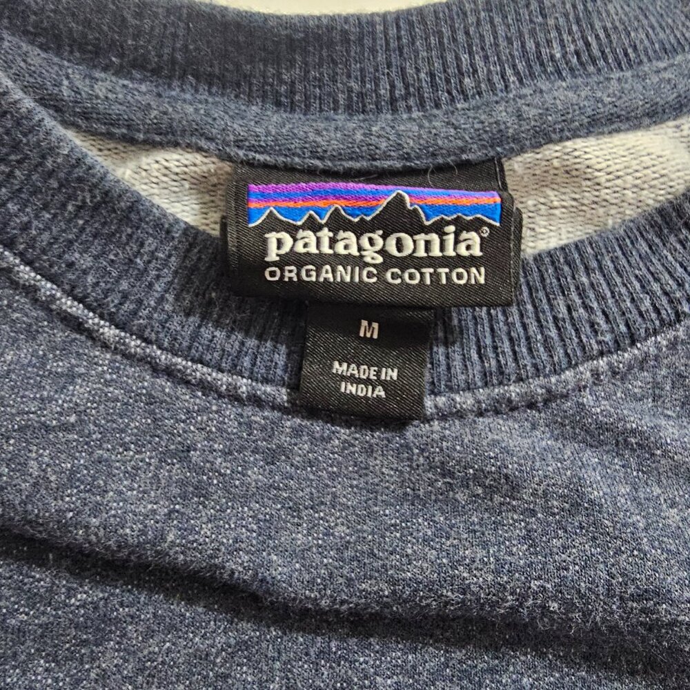 Patagonia Men's Longsleeve Gray with Logo Size M Organic Cotton - Picture 3 of 6